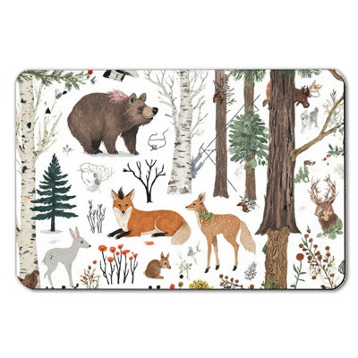 Forest Animals And Green Plants Bath Mat, 16W X 24L