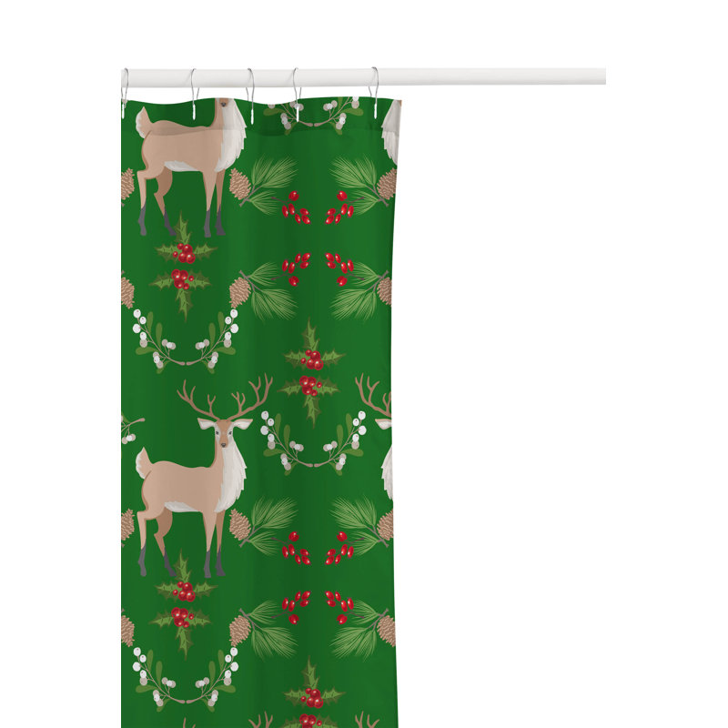 Rideau de douche Botanical Deer, Vert