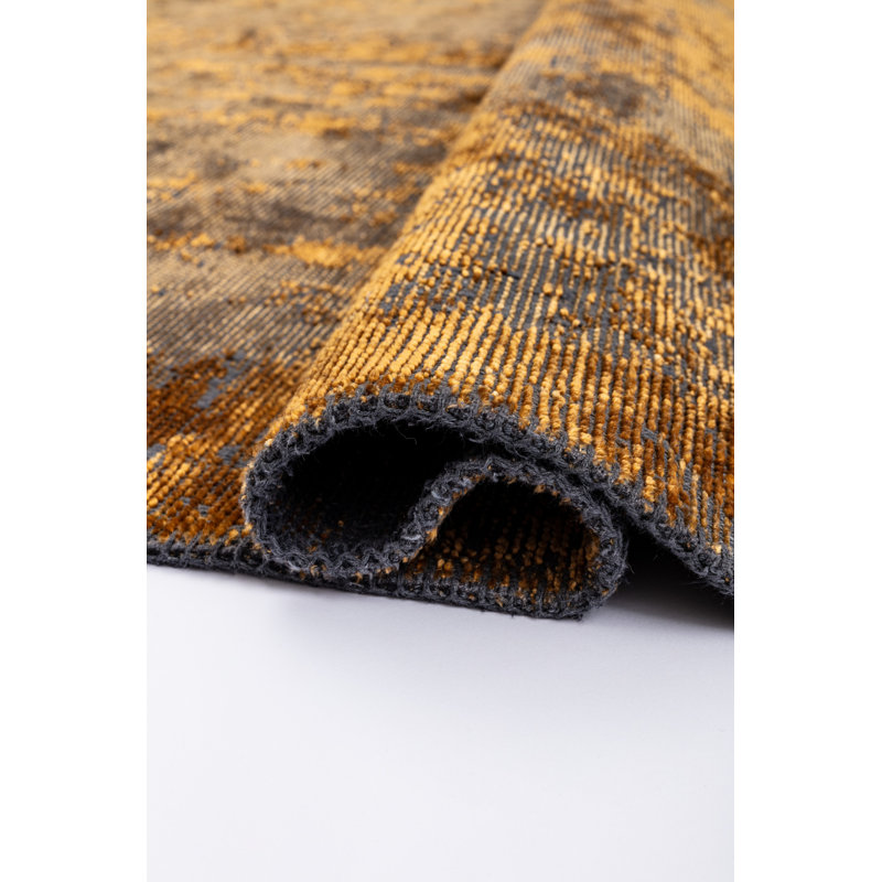 Orange/Black Abstract Luxury Area Rug, Rectangle 7'10" x 11'2"