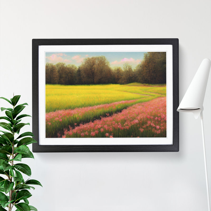 Spring Landscape Meadow Vol.2 - Single Picture Frame Print, Black, 34cm H x 46cm W x 2cm D