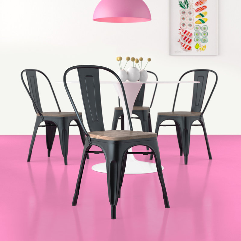 Jean 46cm H Slat Back Stacking Side Chair in Brown
