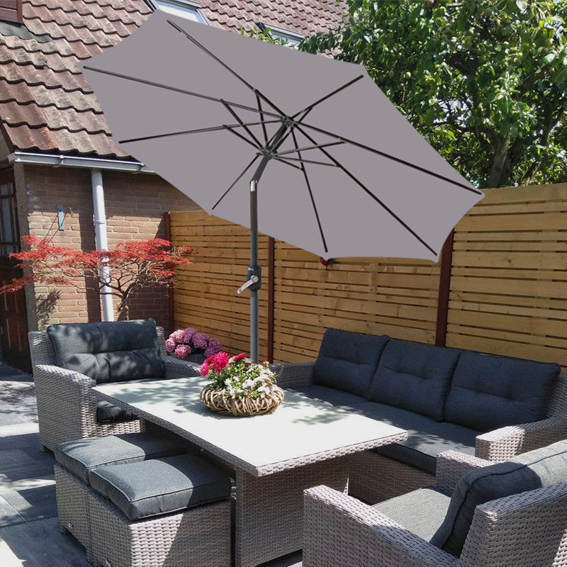 Angalina Traditional Parasol, Grey, 220cm H x 250cm W x 250cm D