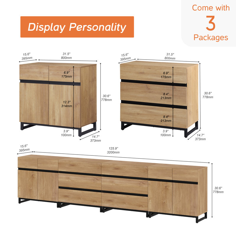 Modern TV Stand For Tvs Up To 120 Inch, 4 In 1 TV Console With Adjustable Shelves And 6 Drawers, Media Console For Living Room,Bedroom