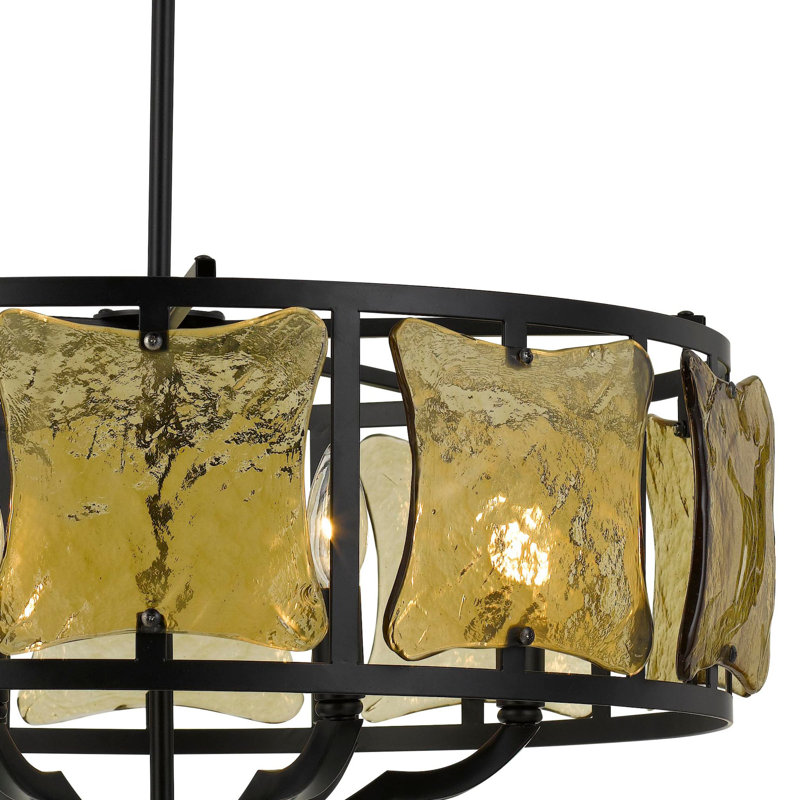 Lustre tambour 6 lumières à abat-jour Susank