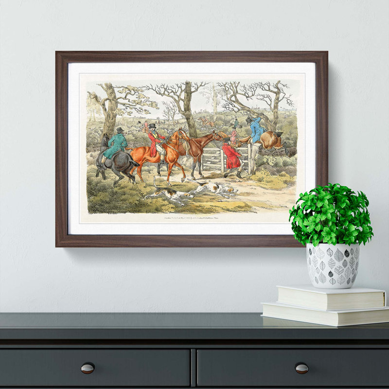 The Hunt by Henry Alken - Picture Frame Painting Print, 27cm H x 36cm W x 2cm D, Walnut Framed