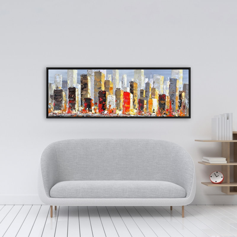 «Colorful Buildings With Water Reflection» sur toile, H 16 po x l 48 po