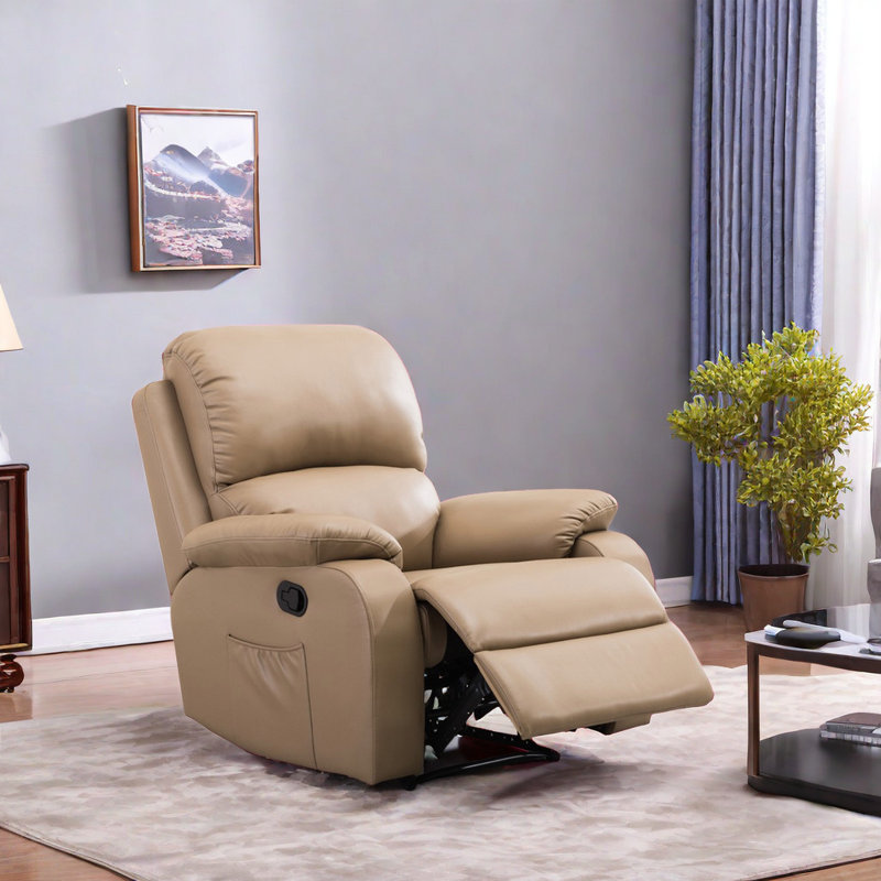 Fauteuil inclinable pivotant en similicuir Kundani, Kaki