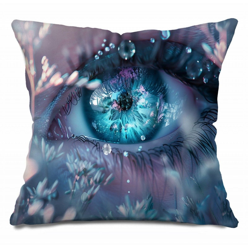Coussin Trendy, Turquoise / Mauve, H 16 po x l 16 po