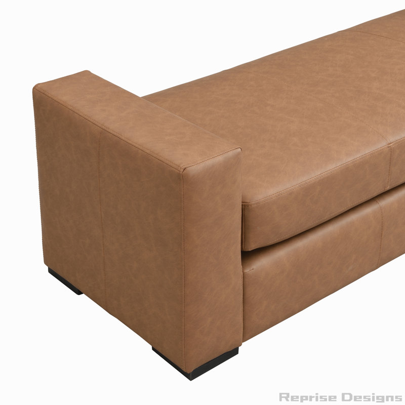 Banc repose-pieds en similicuir, Brun