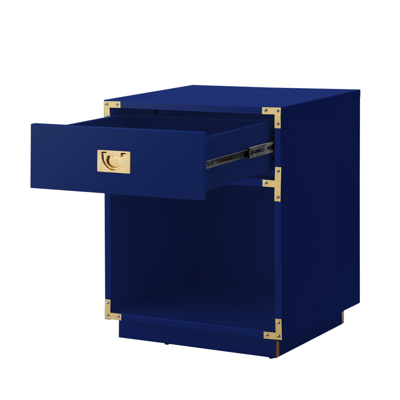 Table d'appoint / de table de chevet Alah Miami, Bleu marine foncé / or