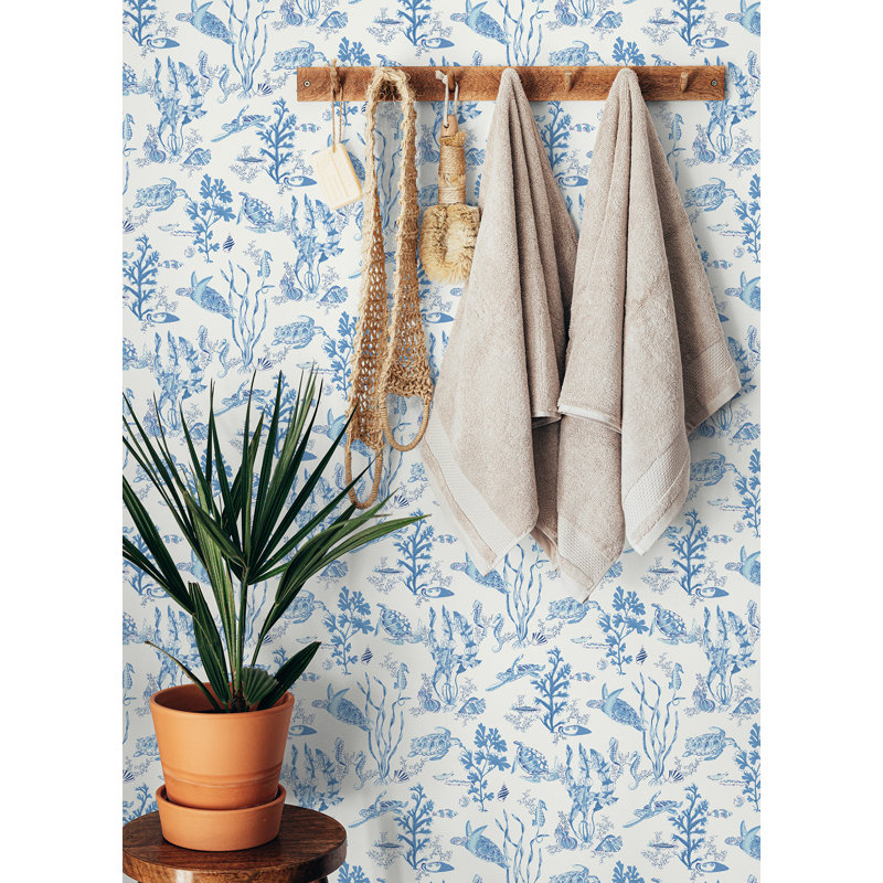 Garparilla Vinyl Peel & Stick Wallpaper Double Roll, Azure