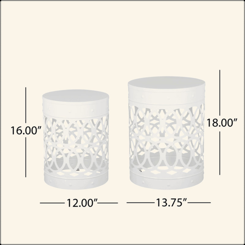 Charmante table de bout d'extérieur en métal au design élégant pour tout espace, Blanc