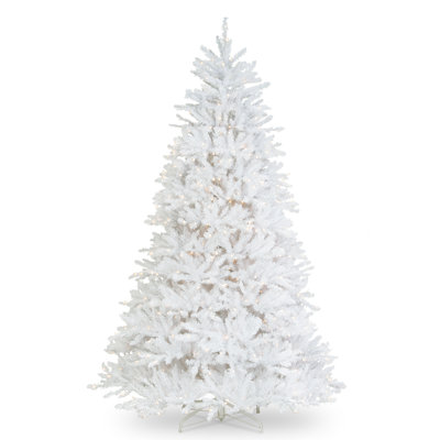 The Holiday Aisle® Dunhill Fir White Tree with Clear Lights