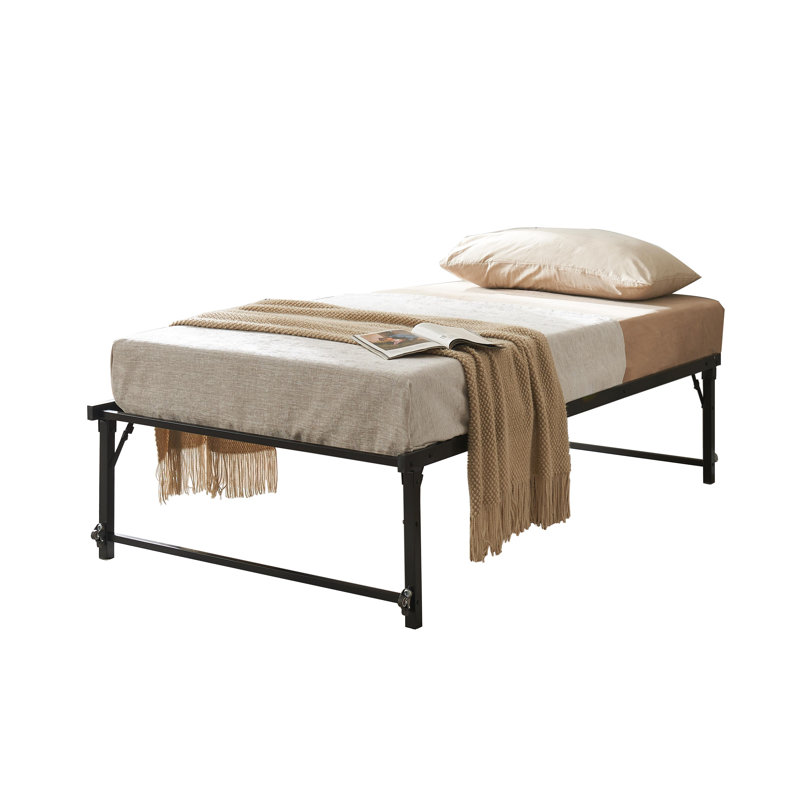 Twin Metal Daybed with Pop-Up Trundle, Sturdy Steel Slat Support Space Saving Guest Bed Frame, Bedroom & Living Room, Black