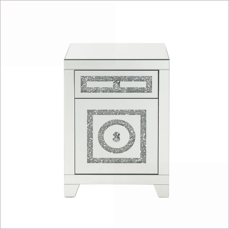 Table basse à miroir en faux diamant avec 2 tiroirs - beaucoup de rangement, entièrement assemblée pour le salon