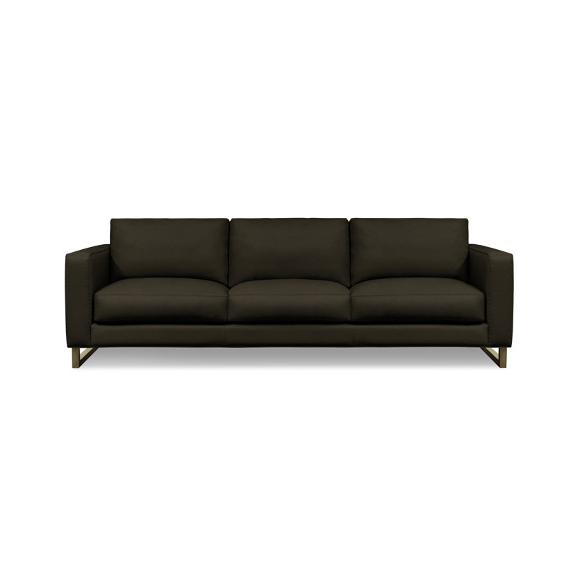 Magdalena Leather Sofa, Dark Walnut (Dreamer), Satin Brass