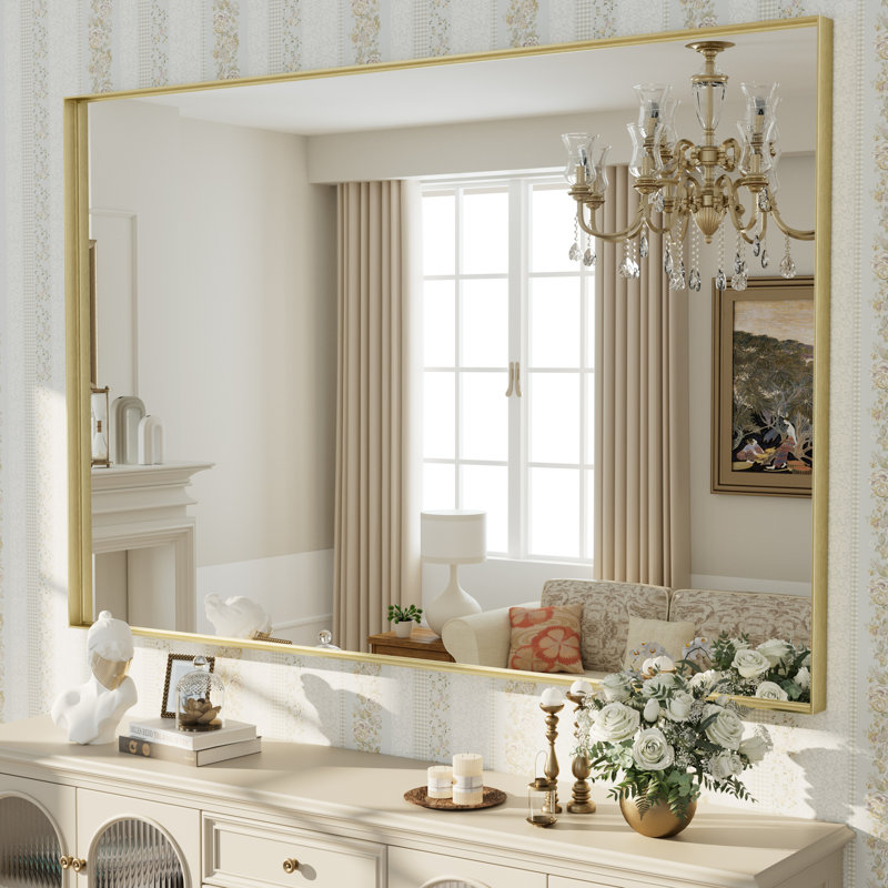 Miroir mural Aevar, 60 po x 40 po, Or brossé