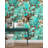 Turquoise Leaves Floral Wallpaper-94401233