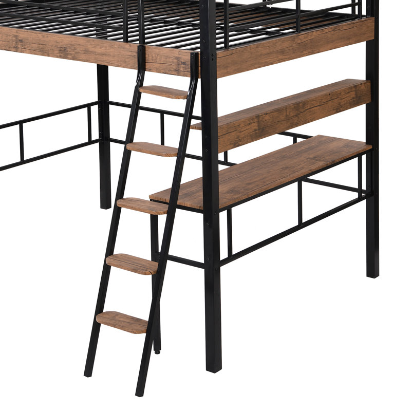 Lit mezzanine en métal avec DEL