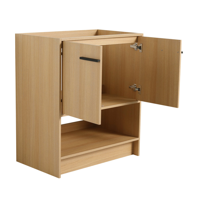Meuble-lavabo autoportant en contreplaqué de 30 po, armoire 2 portes, Scratch & Humidité, facile à assembler, conception américaine, étapes d'assemblage en chêne,