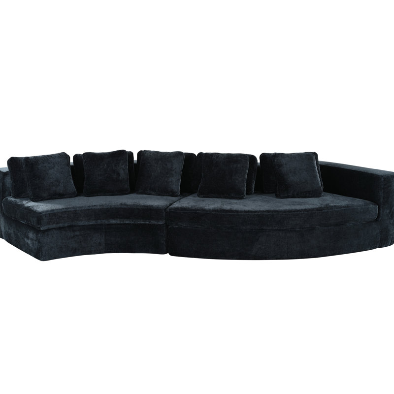 Chenille en U modulaire 115,7 po 4 avec conception incurvée, 5 coussins, chenille douce en 2, sans assemblage, parfaite pour la maison