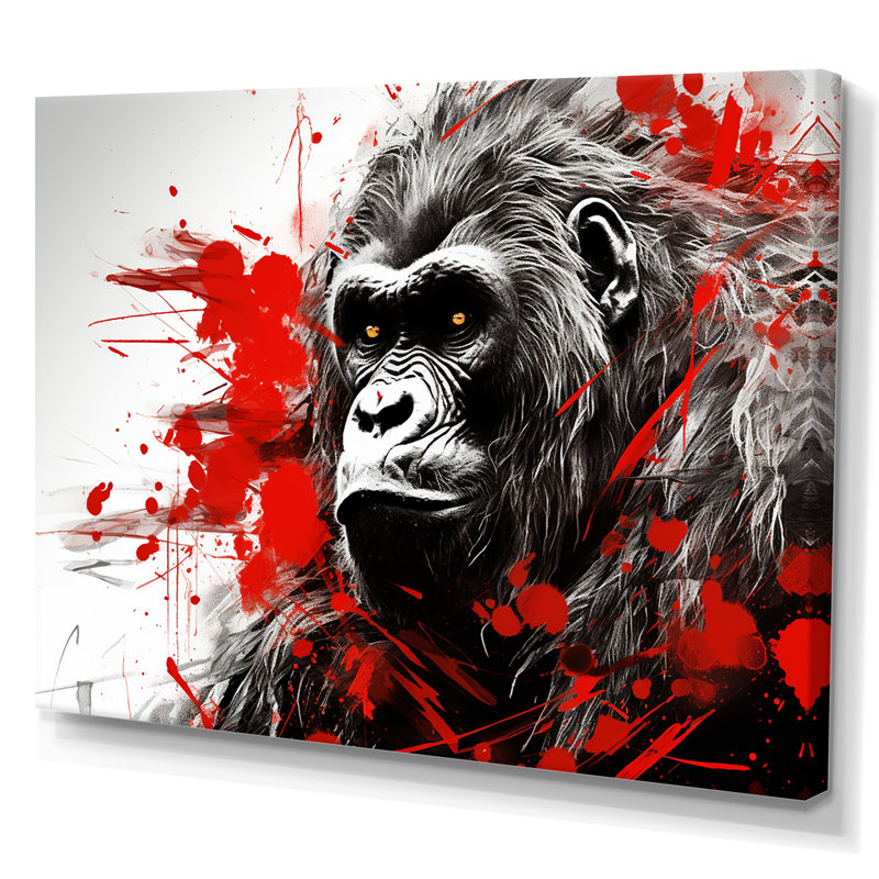 «Red Gorilla Graffiti I» sur toile, Toile tendue, H 12 po x l 20 po x P 1 po