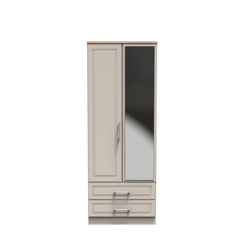 Aalysia 2 Door 2 Drawer Mirrored Robe, Kashmir Ash/Modern Oak