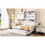 Lit de jour simple avec couchette Construction, L 79,8 po - Lit gigogne en bois spacieux et rangement en blanc-121098383-121098384