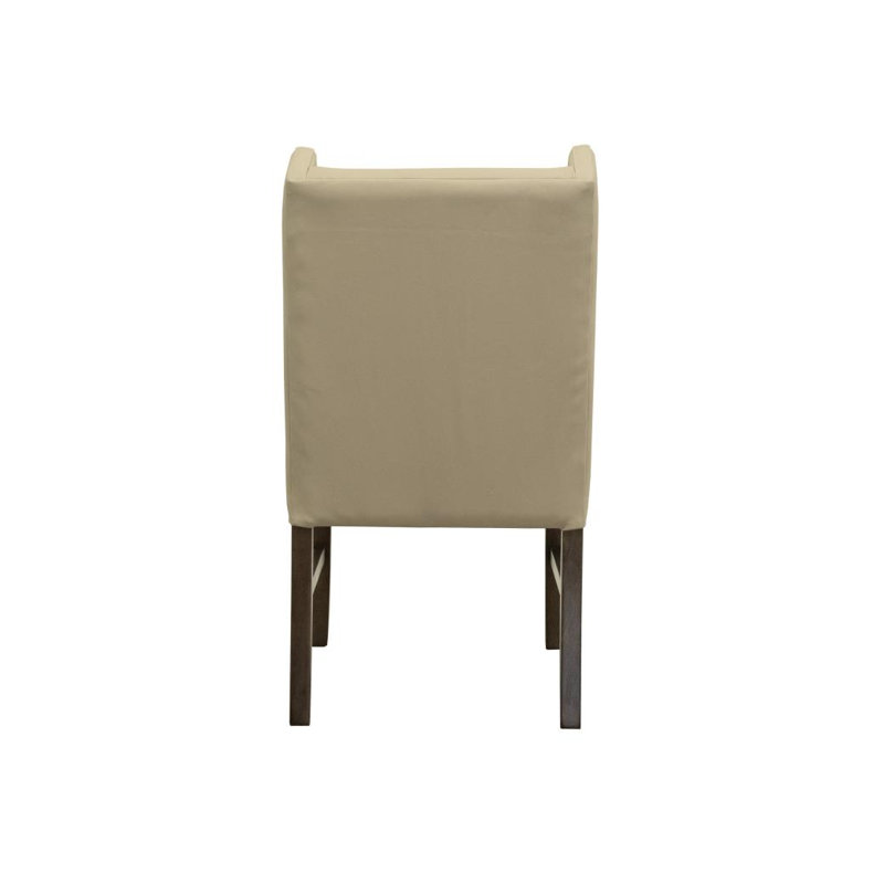 Chaise de salle à manger Earlwood en cuir véritable rembourrée, Ivory