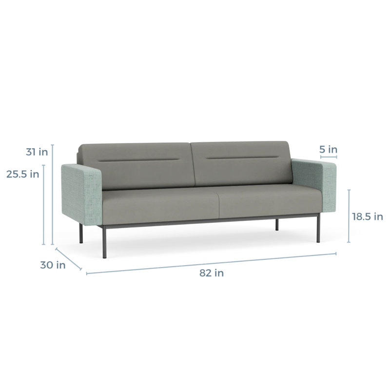 Canapé de réception Darsey, Sans alimentation, Gris anthracite, Colombe Patriot Plus; écume de mer Chambray