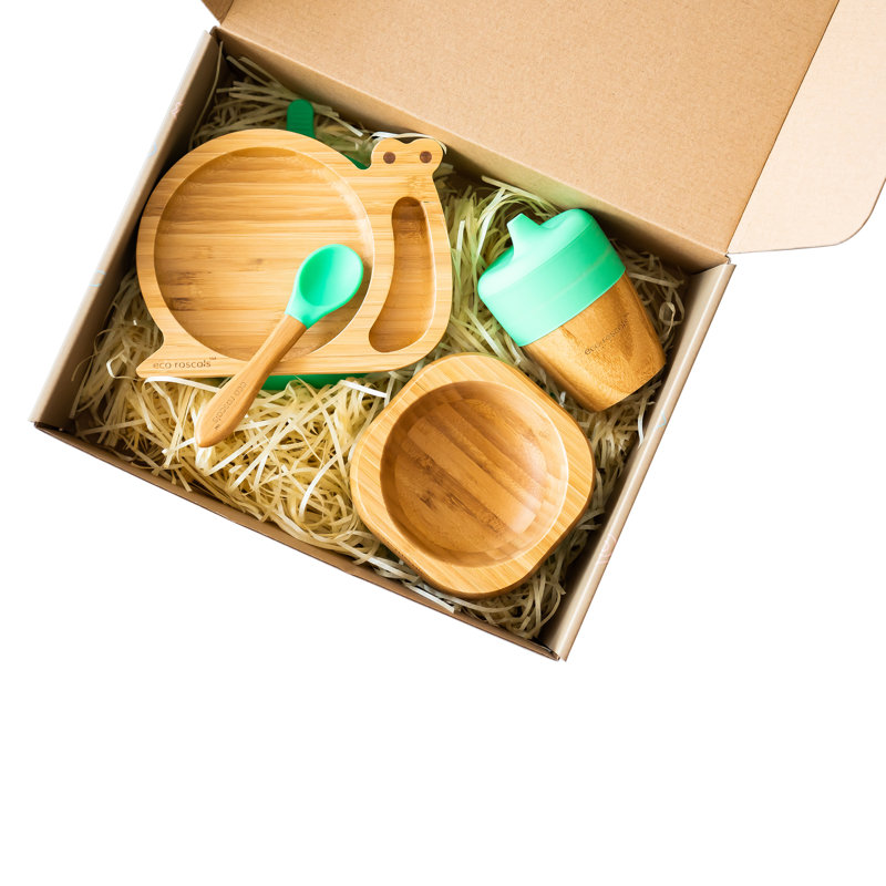 Bamboo Snail Plate Gift Set, Green