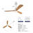 Hot Sales 52 Inch Modern  Ceiling Fan With 3 Color Dimmable 3 Solide Wood Blades Remote Control Reversible DC Motor With Led Light-1129122529-1129122535-1129122528