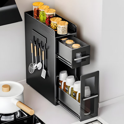 3-Tier Kitchen Spice Organizer With Hooks, Countertop Storage Rack For Utensils, Knives, And Condiments, No Assembly Required