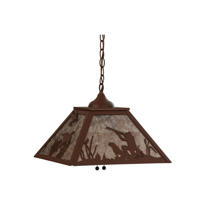 Luminaire suspendu conique unique 2 lumières Quail Hunter avec chien