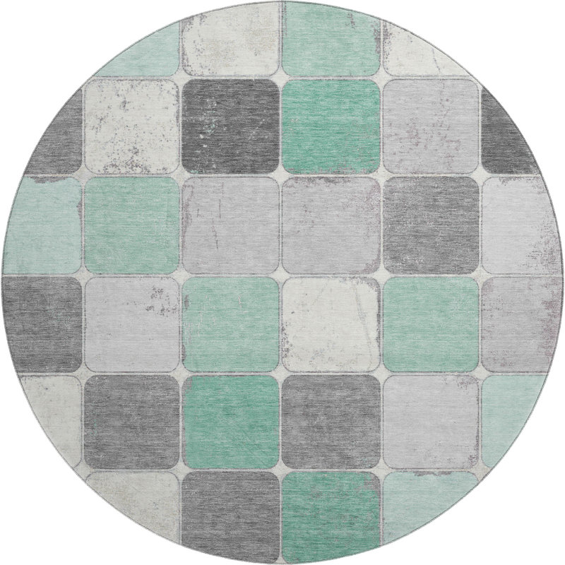 Premium Machine Washable Mayfield Geometric Rug, Round 8'