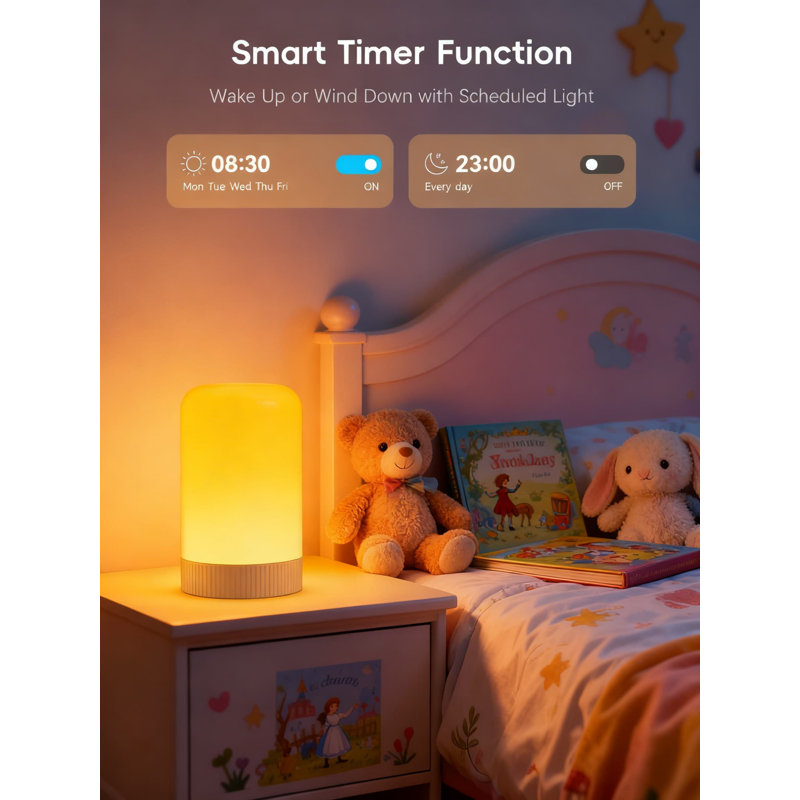 Lampe de table RVBICWW avec contrôle d'application, lampe de bureau à DEL tactile avec synchro musicale, plus de 30 scènes dynamiques et 16 millions de couleurs, veilleuse à changement de couleur à intensité variable pour le salon de la chambre à coucher