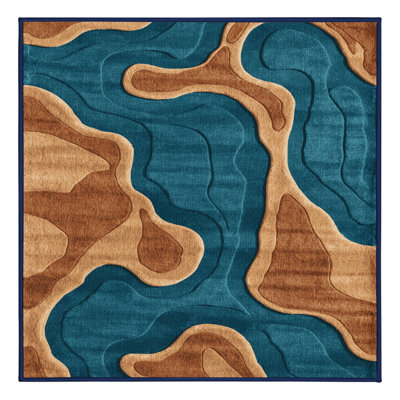 Machine Washable Space Blue Area Rug