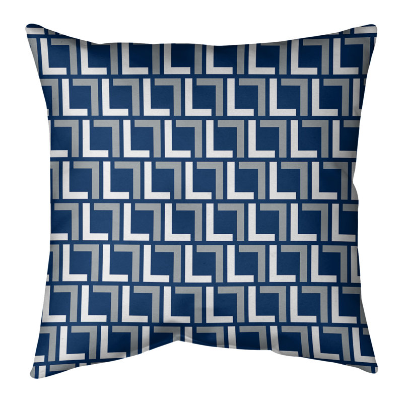 Housse de coussin Indianapolis, Bleu marine/blanc, Polyester sergé, 18" x 18"