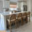 Boucle Upholstered Bar Stool with Woven Rattan Backrest-369930017-371209455-371209453
