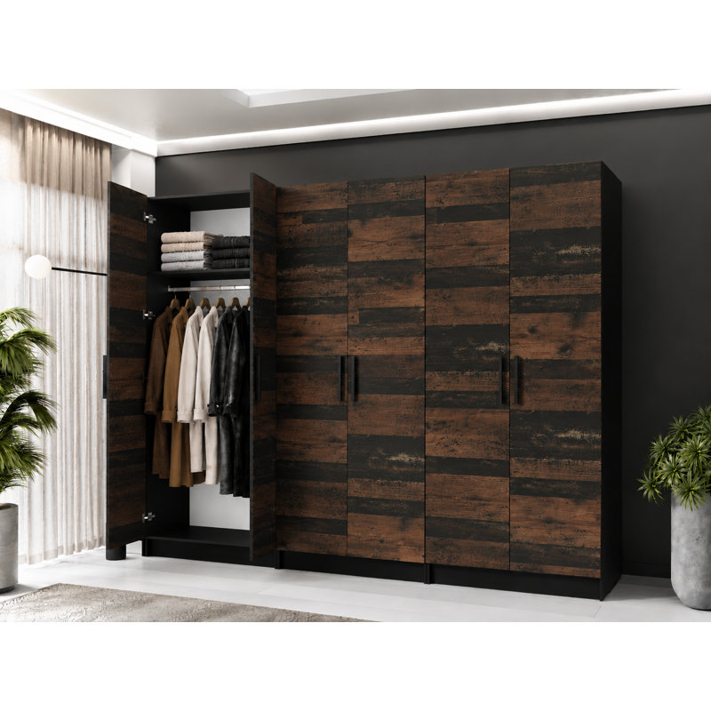 Nisean 6 Door Wardrobe, Black/Dark Brown