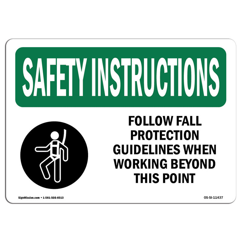 Suivez les directives de protection contre les chutes, H 12 po x l 18 po x P 0,1 po