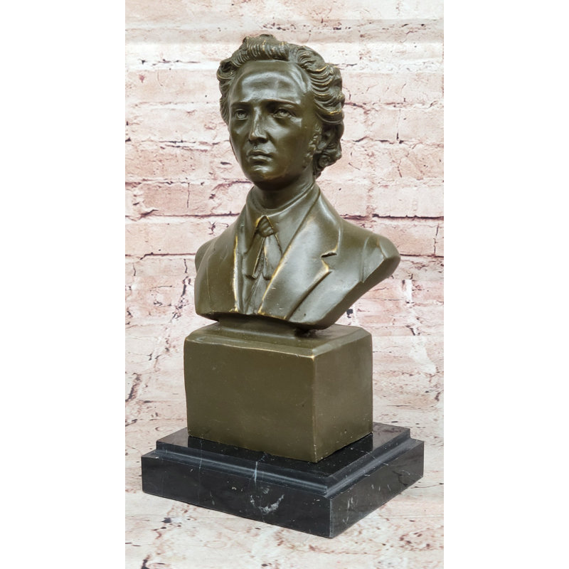 Sculpture en bronze de Frederic Chopin sur base de marbre