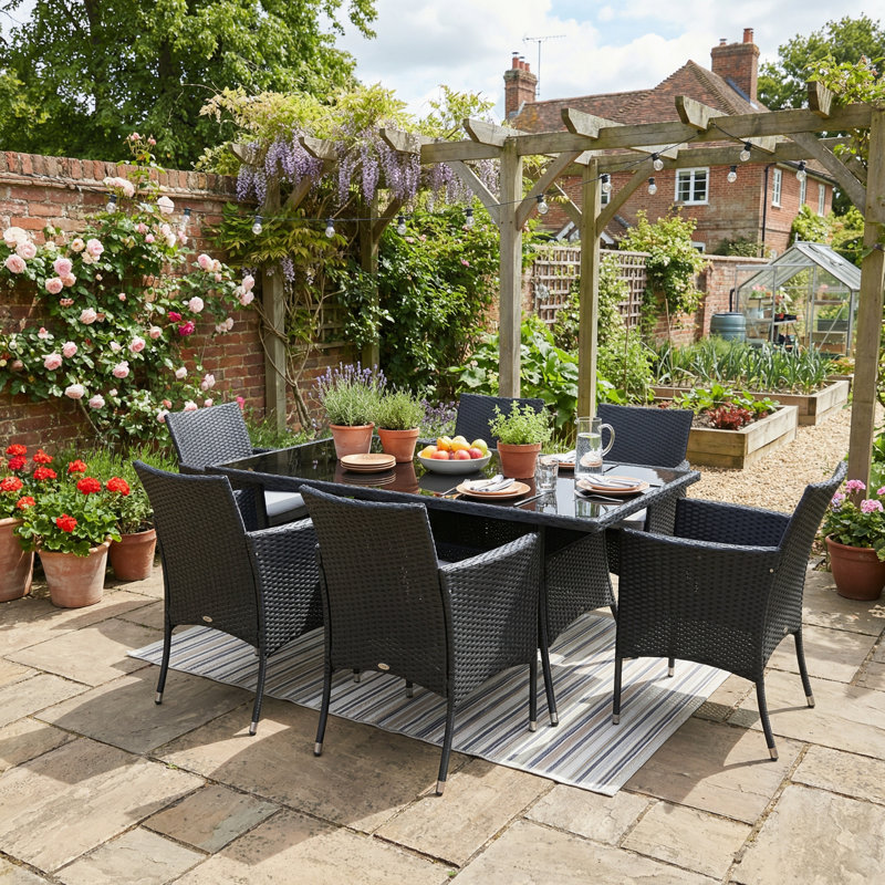 6 - Person Patio Dining Set Rectangular Table