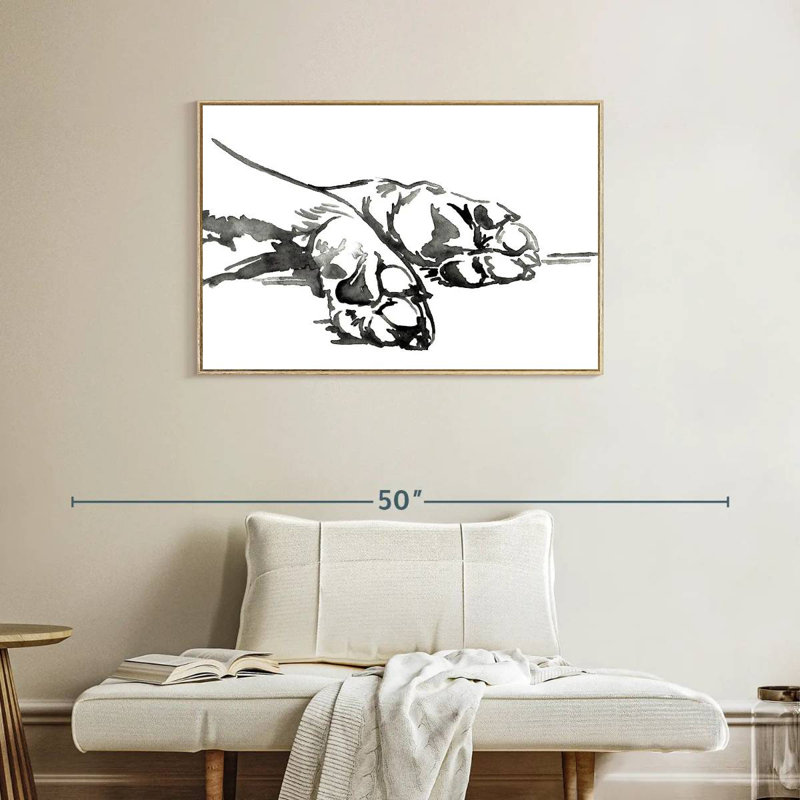 Linear Paws I, Floating Frame Natural Wood, 37" X 25"