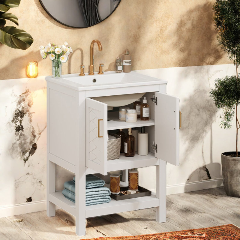 Meuble-lavabo et lavabo peu encombrant, salle de bain moderne en bois aggloméré de 24 po