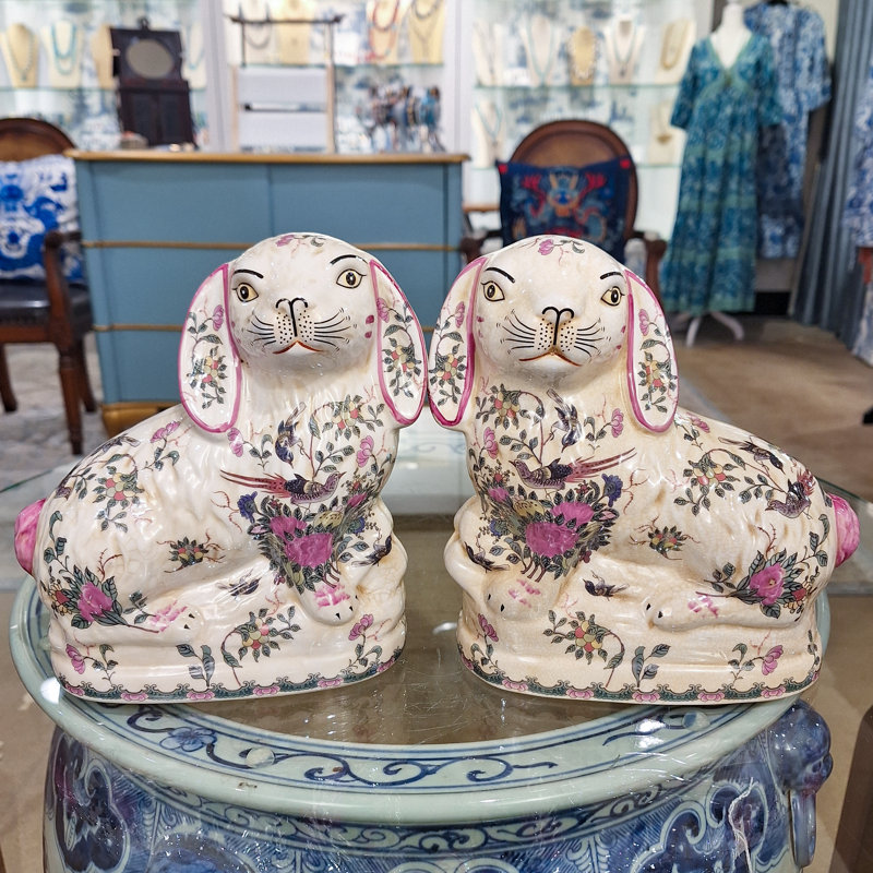 Porcelain Bunny Figurines Pair