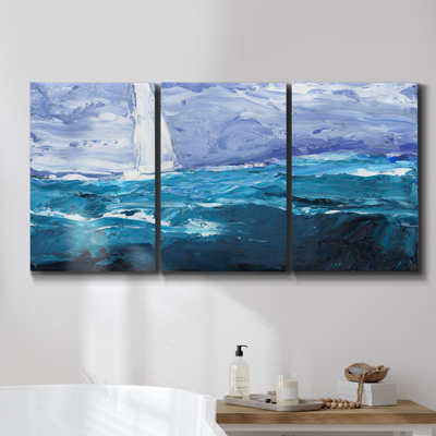 Dancing Blue II, ensemble de 3 toiles encadrées