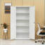 Armoires avec tablettes réglables Portes verrouillables | Acier blanc cassé | Maison / Bureau-20089332
