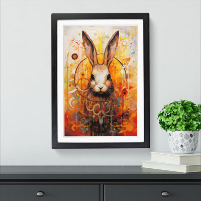 Rabbit Action - Single Picture Frame Print on Wood
