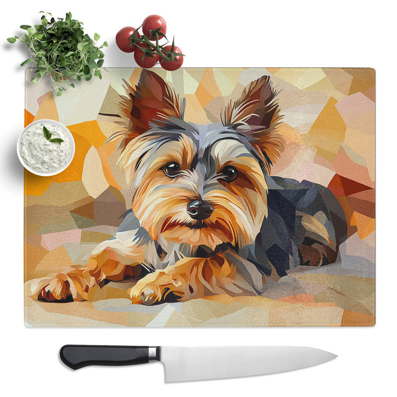 Yorkshire Terrier Graphic Dog  Glass Chopping Board